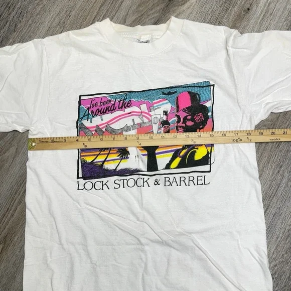 Vintage 90s Oneita Power T-Shirt Unisex L Lock Stock Barrel Single Stitch Read
